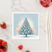 Pine Tree Snowflakes | Blauer Orangenkorallendekor Serviette (Beispiel)