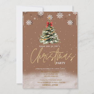 Pine Tree Snowflakes Brown Company Weihnachten Einladung