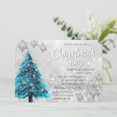 Pine Tree Stars Bokeh Weihnachtsfest Party Einladung (Stehend Vorderseite)