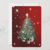 Pine Tree Stars Bow Weihnachtsfest Party Einladung (Rückseite)