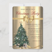 Pine Tree Stars Bow Weihnachtsfest Party Einladung (Vorderseite)