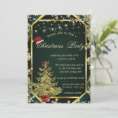 Pine Tree,Stars Lines Green Christmas Company Einladung (Stehend Vorderseite)