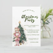 Pine Tree Stars Nutcracker Christmas Company Einladung (Stehend Vorderseite)