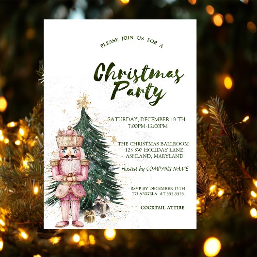 Pine Tree Stars Nutcracker Christmas Company Einladung