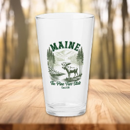 Pine Tree State Moose and River Artwork Glas