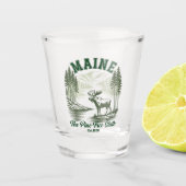 Pine Tree State Moose and River Artwork Schnapsglas (Vorderseite)
