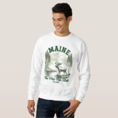 Pine Tree State Moose and River Artwork Sweatshirt (Vorne ganz)