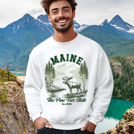 Pine Tree State Moose and River Artwork Sweatshirt