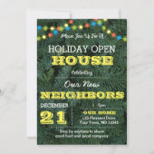 Pine Tree String Lights Gelber Urlaub Einladung (Vorderseite)