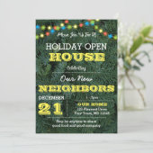 Pine Tree String Lights Gelber Urlaub Einladung (Stehend Vorderseite)