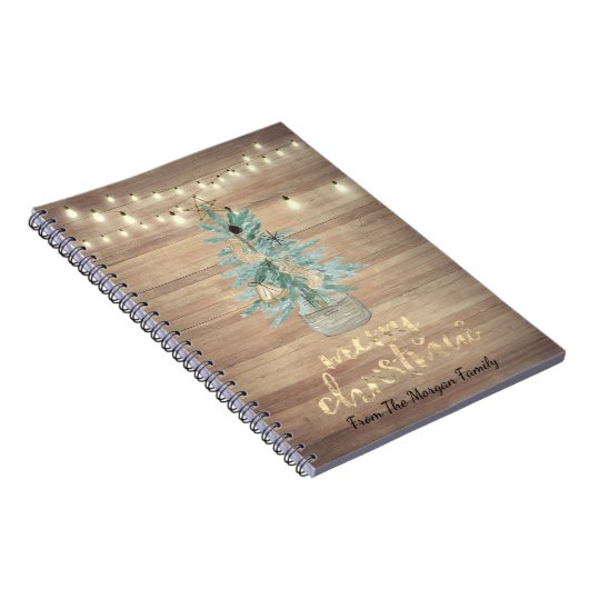 Pine Tree, String Lights, Wohn Weihnachten Notizblock (Rechte Seite)