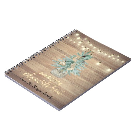 Pine Tree, String Lights, Wohn Weihnachten Notizblock (Linke Seite)