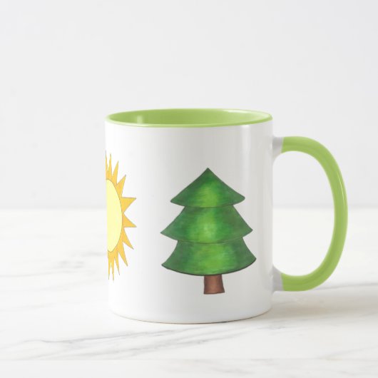 Pine Tree Sun Bergsee-Zauber im Val Piora Tasse (Rechts)