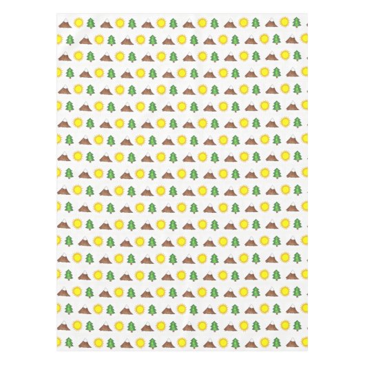 Pine Tree Sun Mountain Climber Wandern Camp Außenb Tischdecke (Vorderseite)