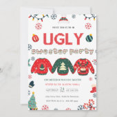 Pine tree Ugly Sweater Christmas Party Einladung (Vorderseite)