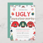 Pine tree Ugly Sweater Christmas Party Einladung (Vorne/Hinten)