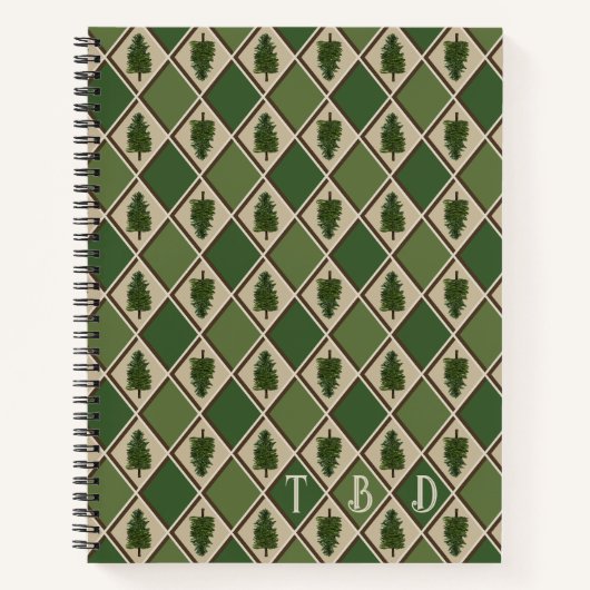 Pine Tree und Harlequin Notebook Journal Notizblock (Vorderseite)