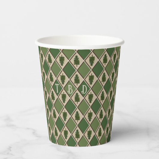 Pine Tree und Harlequin Paper Cups Pappbecher (Rückseite)