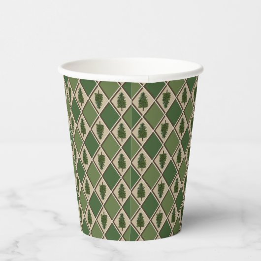 Pine Tree und Harlequin Paper Cups Pappbecher (Rechts)