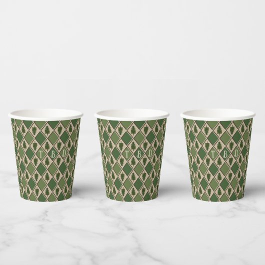 Pine Tree und Harlequin Paper Cups Pappbecher (Multi)