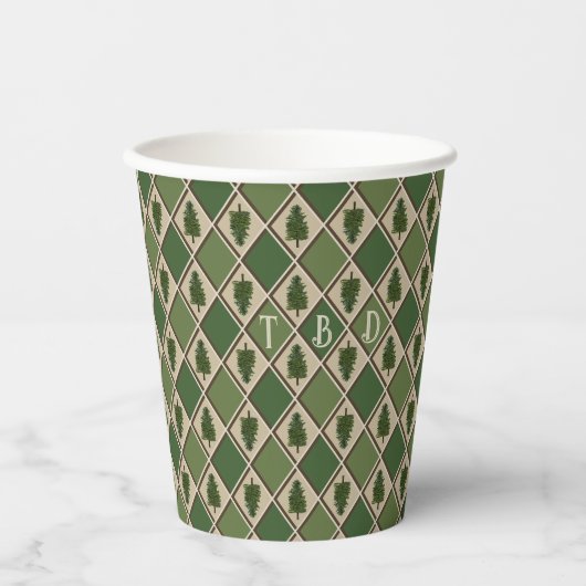 Pine Tree und Harlequin Paper Cups Pappbecher (Vorderseite)