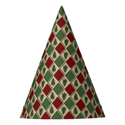 Pine Tree und Harlequin Paper Party Hat Partyhütchen (Vorderseite)