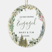 Pine Tree Verlobtes Weihnachtsgeschenk Keramik Ornament (Links)