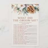Pine Tree Was der Groom sagt Brautparty Game Briefpapier (Vorne/Hinten)