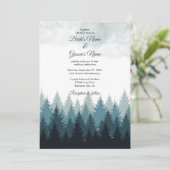 Pine Tree Watercolor Forest Rustikale Hochzeit Einladung (Stehend Vorderseite)