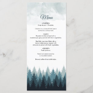 Pine Tree Watercolor Forest Rustikale Hochzeit Menükarte