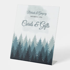Pine Tree Watercolor Forest Wedding Cards & Gifts Sockelschild