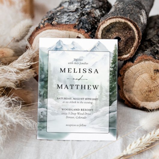 Pine Tree Watercolor Forest Wedding Einladung
