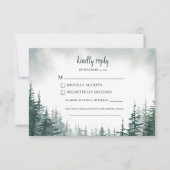 Pine Tree Wedding RSVP Antwortkarte (Vorderseite)