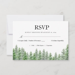 Pine Tree Wedding RSVP Karte
