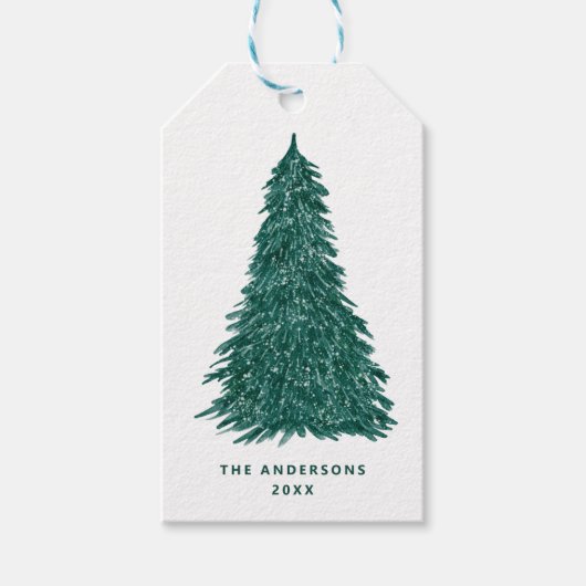 Pine Tree Weihnachten | Immergrüner Winterurlaub Geschenkanhänger (Vorderseite)