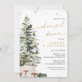 Pine Tree Weihnachts-Probe Abendessen Einladung (Vorderseite)