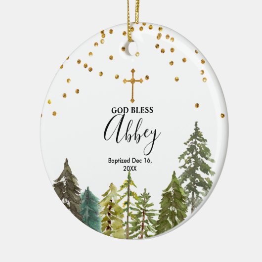 Pine Tree Weihnachtstaufe Gott segne Ornament (Links)