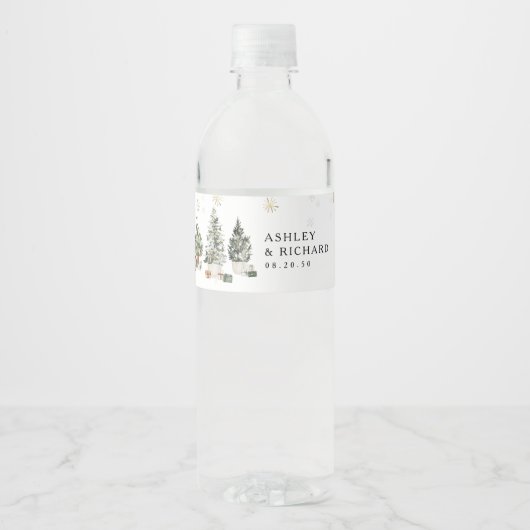 Pine Tree Weihnachtswasser Flasche Etikett (Vorderseite)