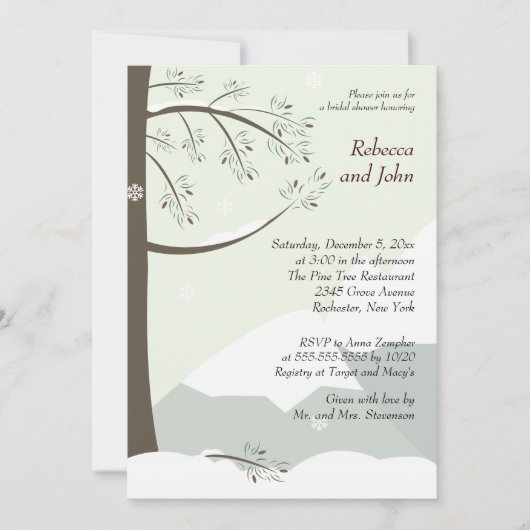 Pine Tree Winter 12x18 Bridal Dusche Einladung (Vorderseite)