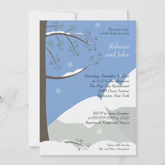 Pine Tree Winter 12x18 Bridal Dusche Einladung (Vorderseite)