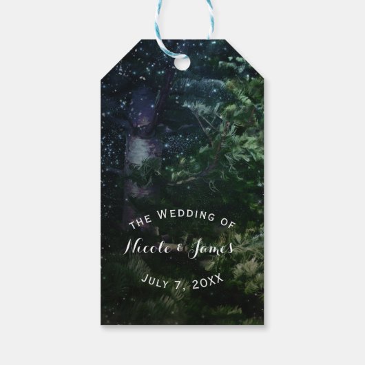 Pine Tree Winter Night Forest Rustikale Gastgesche Geschenkanhänger (Rückseite)