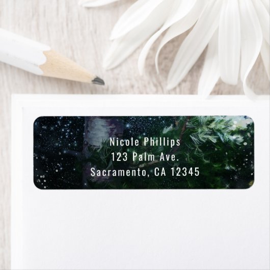 Pine Tree Winter Night Forest Wedding Einladung (Insitu)