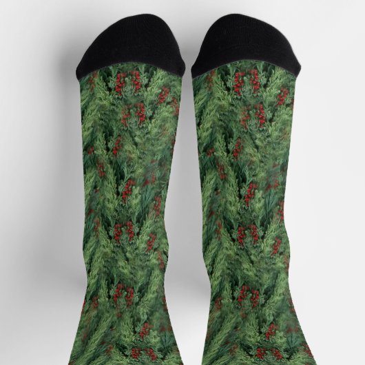 Pine Tree with Berries Christmas Socken (Oben)