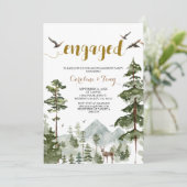Pine Tree Woodland Forest Engagement Party Einladung (Stehend Vorderseite)