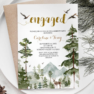 Pine Tree Woodland Forest Engagement Party Einladung