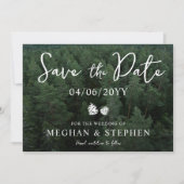 Pine Tree Woods Forest Background Foto Hochzeit Save The Date (Vorderseite)
