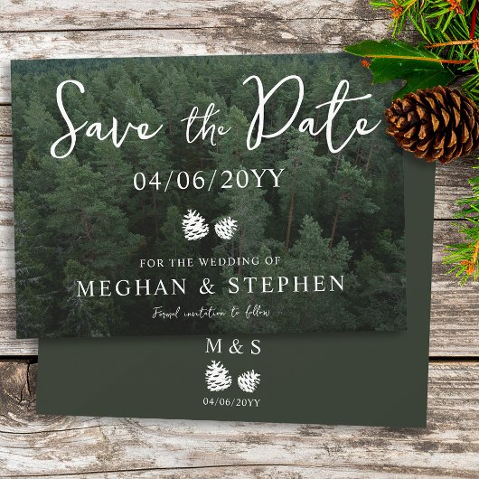 Pine Tree Woods Forest Background Foto Hochzeit Save The Date