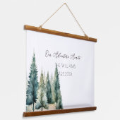 Pine Trees Alternative Wedding Guest Book Wandteppich Mit Holzrahmen (Gewinkelt)