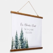 Pine Trees Alternative Wedding Guest Book Wandteppich Mit Holzrahmen (Gewinkelt)