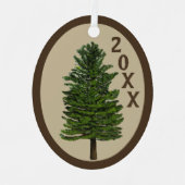 Pine Trees and Harlequin Oval Ornament Aus Metall (Vorderseite)